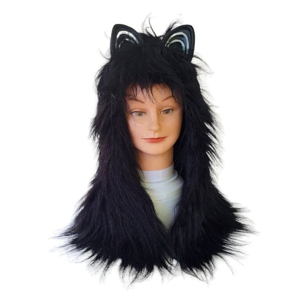 Vintage Cat Head Dress Halloween Costume KISS CAT WOMAN Rubber Inside Cap - Picture 1 of 11
